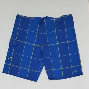 OP NWOT Men's 42 plaid blue swim board shorts